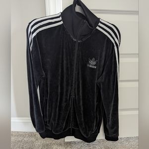 Adidas black velvet jacket - L
